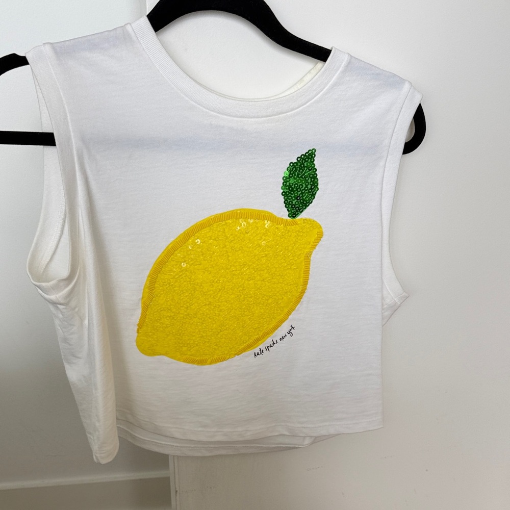 kate spade White Tank Top with Yellow Lemon and Green Leaf
